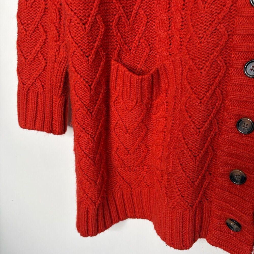 Torrid Sweater Boyfriend Cardigan Cable Knit Jester Red Long Pockets Women 1X - Picture 2 of 7